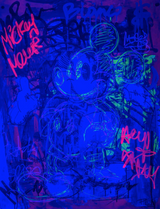 Mickey Mouse Street Art tag in pink, green and black