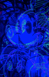 Mickey Mouse Street Art tag in pink, green and black