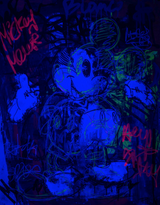 Mickey Mouse Street Art tag in pink, green and black