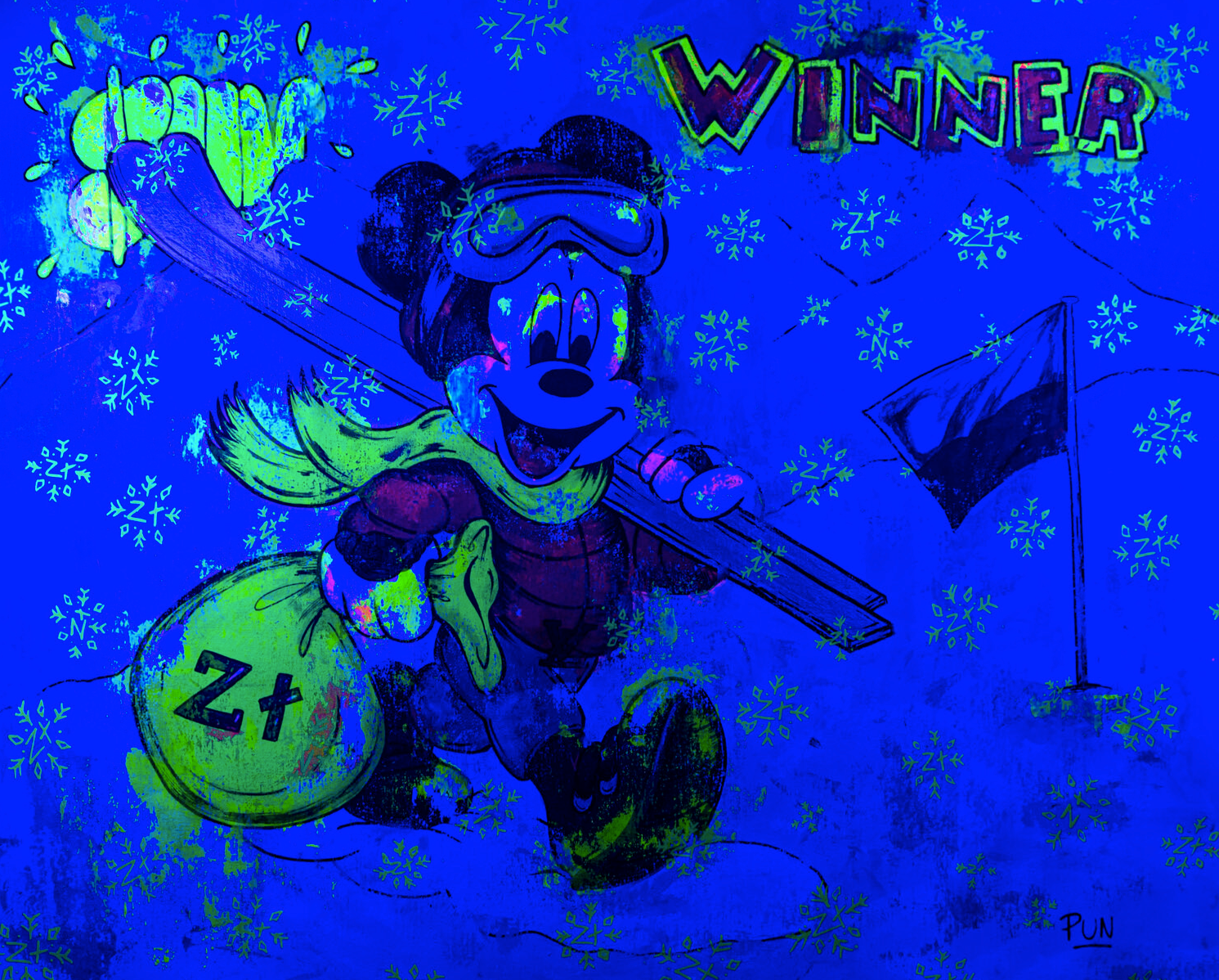 Poland Skii Winter Sports feat Mickey Mouse the Winner