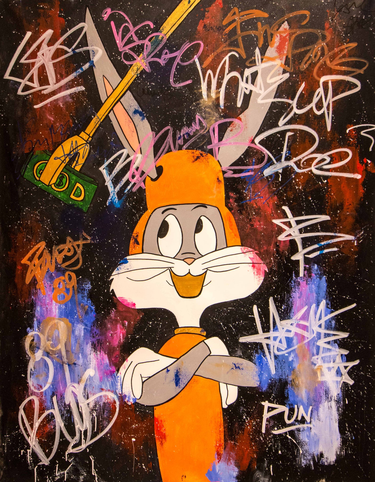 Bugs Bunny In Space - 150x110cm - Acrylic Painting World Wide Free 