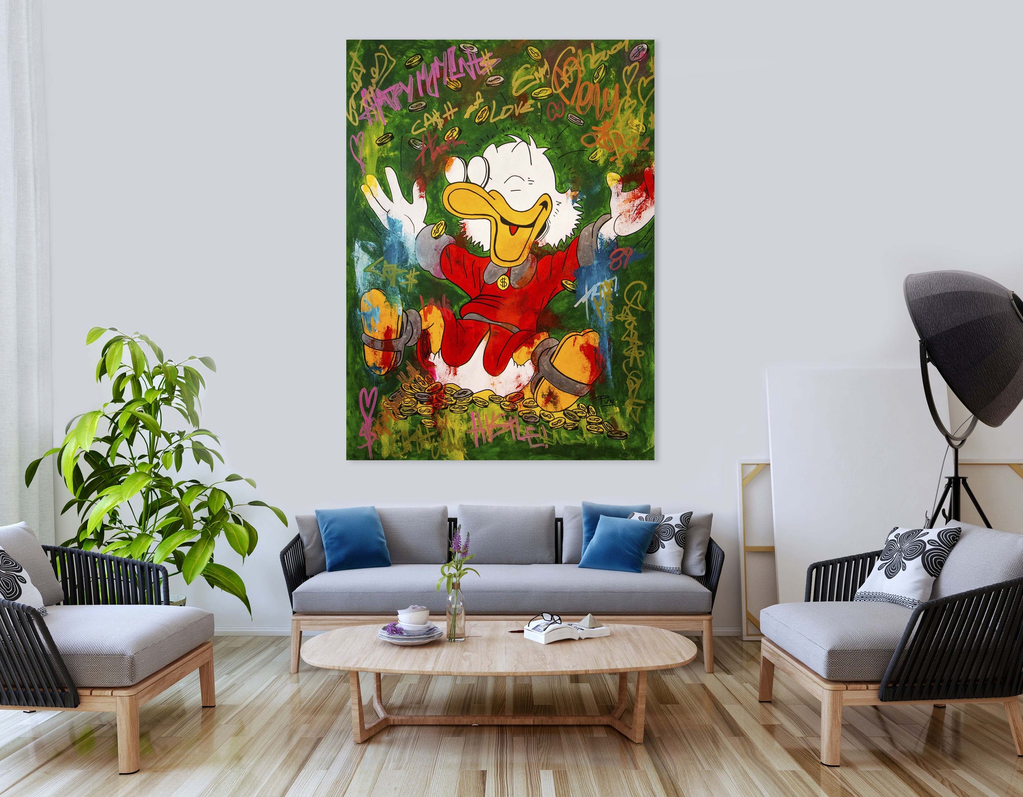 Mc Duck - Happiness - 150x110cm by Carlos Pun