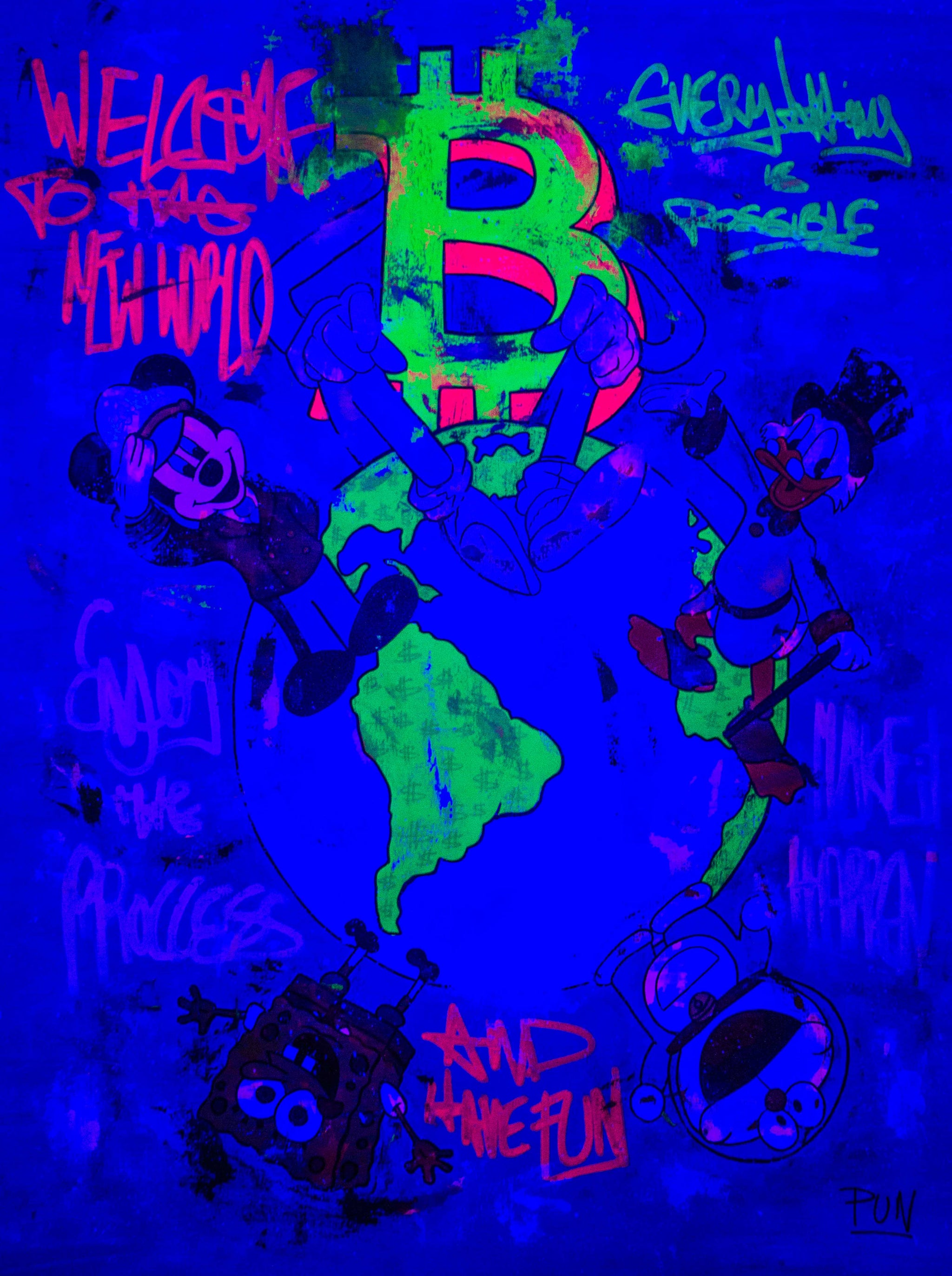 The New World ft. Bitcoin , Mickey , Scrooge , Bob Sponge, Doraemon